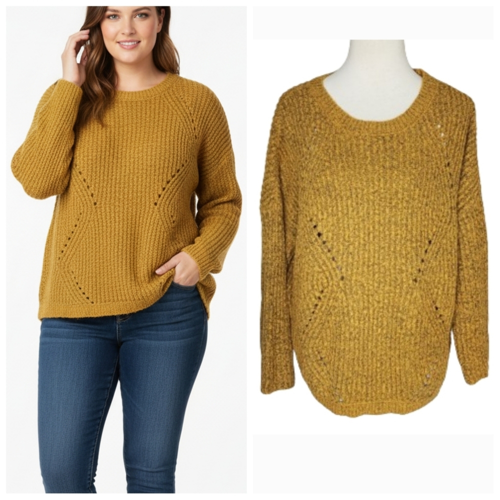 Plus Suze Mustard Yellow Sweater Crew Neck Women's plus size 14/16